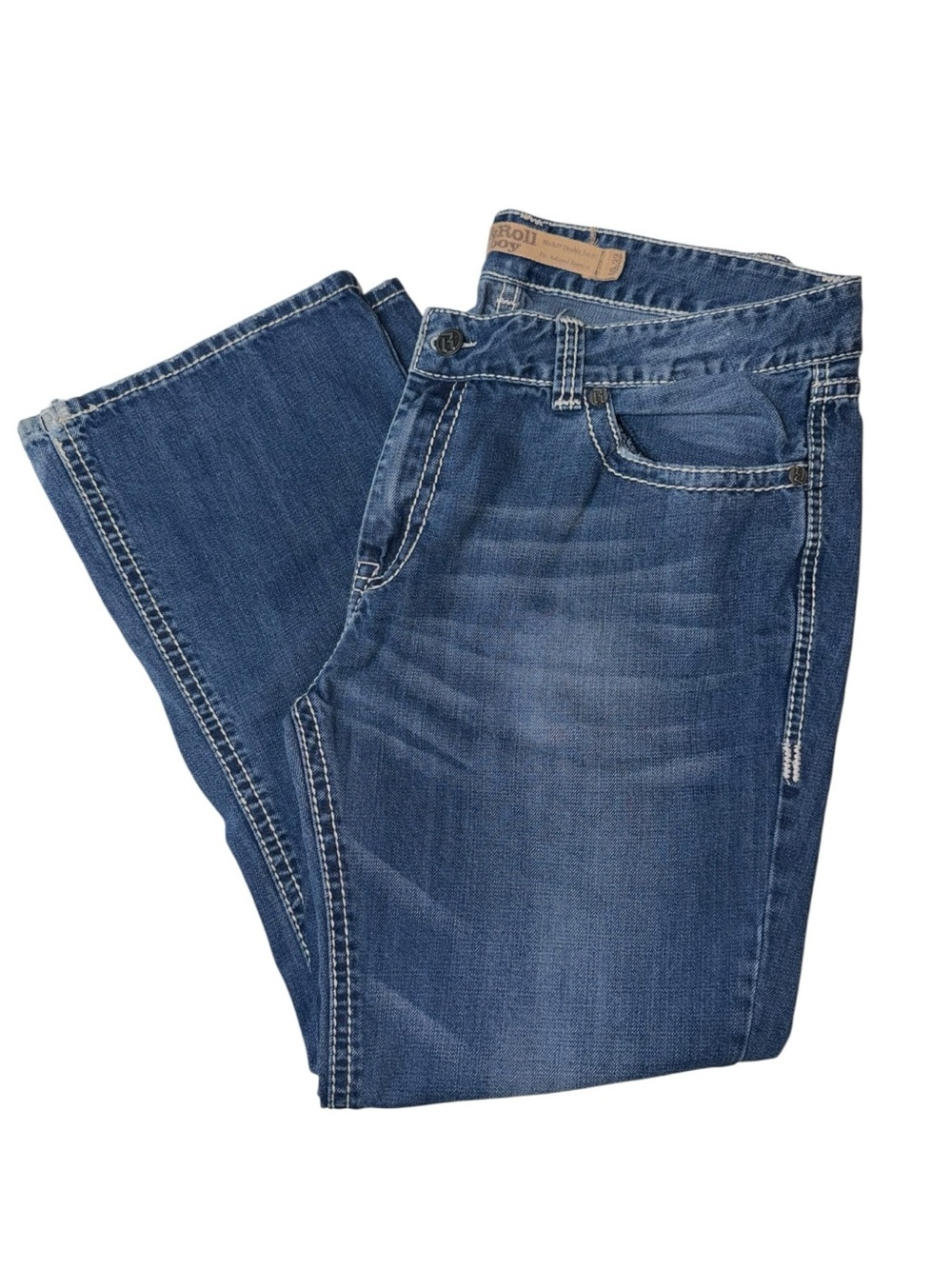 Men's Straight Jeans in Medium Blue - Classic Casual Wear